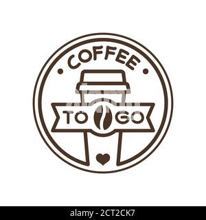 Etichetta Coffee To Go, simbolo vettoriale. Tazza di carta da caffè per il logo e la stampa. Illustrazione Vettoriale