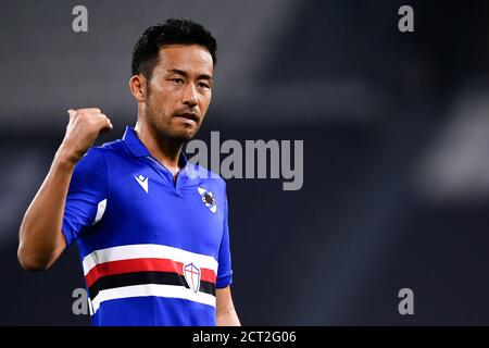 Torino, Italia. 20 Settembre 2020. TORINO - 20 settembre 2020: Maya Yoshida della UC Sampdoria gesti durante la partita di calcio pre-stagione tra Juventus FC e UC Sampdoria. (Foto di Nicolò campo/Sipa USA) Credit: Sipa USA/Alamy Live News Foto Stock