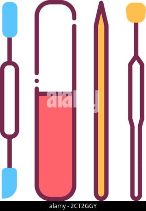 Icona della linea di colore degli strumenti per manicure e pedicure. Strumenti: Spintore, lima per chiodi. Servizio chiodi. Industria di bellezza. Pittogramma per pagina web, promo. Illustrazione Vettoriale