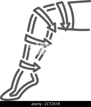 Icona del colore della linea delle calze a compressione. Maglieria ortopedica. Illustrazione Vettoriale