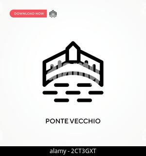 Icona vettore semplice Ponte vecchio. Illustrazione vettoriale semplice e moderna per siti Web o applicazioni mobili Illustrazione Vettoriale