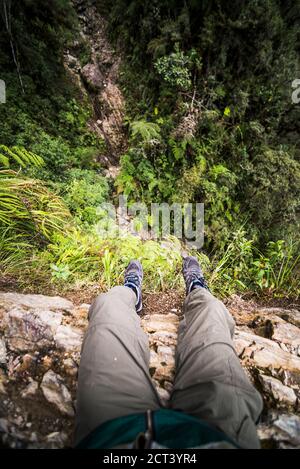 Pericoloso caduta a vele sulla strada della morte, Dipartimento di la Paz, Bolivia, Sud America Foto Stock