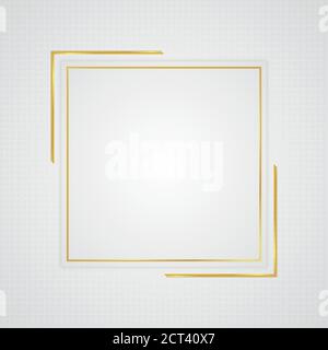 Bianco sfondo lussuoso quadro oro quadrato cornice sovrapposta disegno strato. Illustrazione vettoriale. Illustrazione Vettoriale