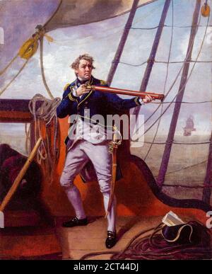 L'ammiraglio Adam Duncan (1 luglio 1731 – 4 agosto 1804) è stato un ammiraglio britannico che ha sconfitto la flotta olandese al largo di Camperdown (a nord di Haarlem) il 11 ottobre 1797. Henri-Pierre Danloux (24 febbraio 1753 – 3 gennaio 1809) è stato un pittore e disegnatore francese. Foto Stock