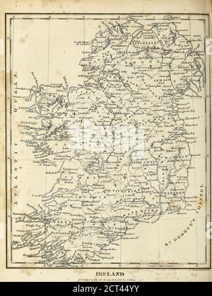 Mappa dei primi anni del XIX secolo dell'Irlanda incisione su Copperplate dall'Enciclopedia Londinensis OR, dizionario universale di arti, scienze e letteratura; Volume XI; a cura di Wilkes, John. Pubblicato a Londra nel 1812 Foto Stock