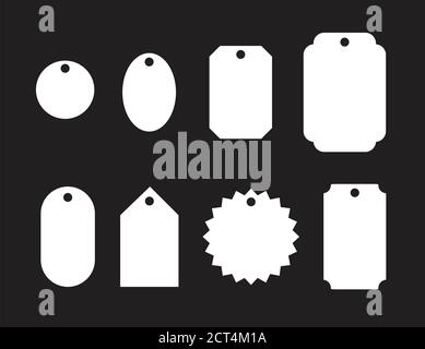 Set di adesivi per la vendita promozionale. Vector Percent badge shape design, prezzo offerta per la promozione. Semplice collezione di adesivi grafici bianchi vuoti Illustrazione Vettoriale
