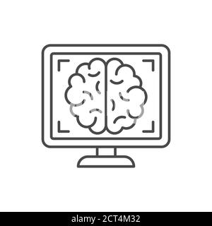 Icona della linea nera cerebrale MRI. Concetto medico e scientifico. Diagnostica di laboratorio. Pittogramma per Web, app mobile, promo. Elemento di progettazione UI UX Illustrazione Vettoriale