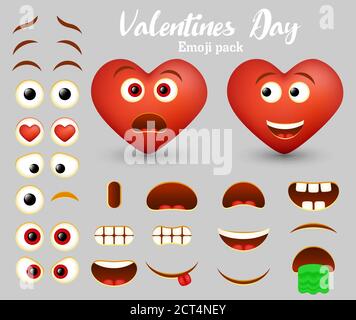 Vettore cuore rosso emoji creatore, emoticon creatore Illustrazione Vettoriale