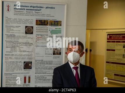 Ostrava, Repubblica Ceca. 19 Settembre 2020. Il primo ministro ceco Andrej Babis ha visitato l'Istituto di Sanità pubblica di Ostrava, Repubblica Ceca, il 19 settembre 2020. Credit: Vladimir Prycek/CTK Photo/Alamy Live News Foto Stock