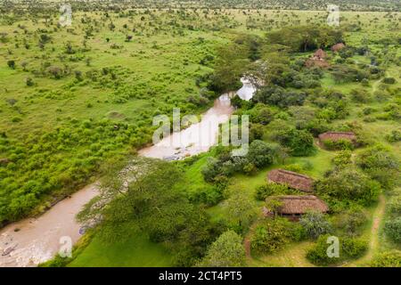 El Karama Eco Lodge, Laikipia County, Kenya drone Foto Stock