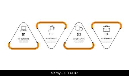 Modello di disegno etichetta infografica vettoriale con icone 4 opzioni Illustrazione Vettoriale
