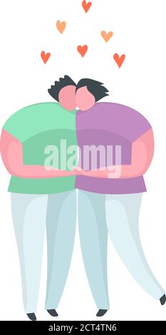 Una coppia gay che abbracca un'icona piatta o un emblema Illustrazione Vettoriale