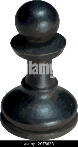 Immagine vettoriale isolata di una figura scacchiera nera con pedina Illustrazione Vettoriale