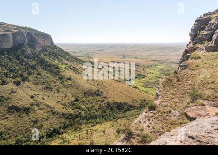 Canyon nel Parco Nazionale di Isalo, nella regione di Ihorombe, Madagascar sud-occidentale Foto Stock