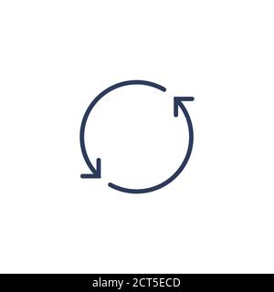 Simbolo di riciclo o segno di aggiornamento freccia, ricarica, rotazione, confezionamento, logo sfera loop. Frecce circolari. Illustrazione vettoriale di stock isolata su bianco Illustrazione Vettoriale