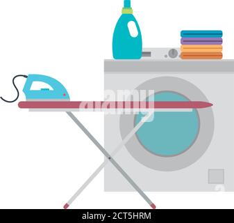 Lavanderia objetcts icone. Servizio di lavanderia a casa - Vector Illustrazione Vettoriale