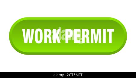pulsante permesso di lavoro. segno arrotondato isolato su sfondo bianco Illustrazione Vettoriale