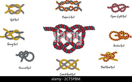 Adagiato su cinghie a catena trecce e gioielli pendenti stampati su cinghie in tessuto, cinghie a ganci nodi nautici a catena e corde 80s opulenza Illustrazione Vettoriale