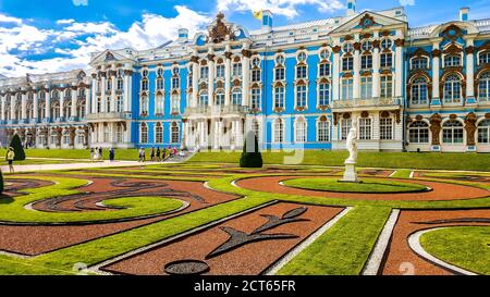 Il Palazzo di Caterina, Tsarskoye Selo (Pushkin), San Pietroburgo, Russia Foto Stock