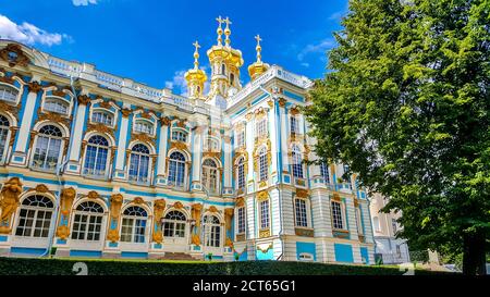 Il Palazzo di Caterina, Tsarskoye Selo (Pushkin), San Pietroburgo, Russia Foto Stock