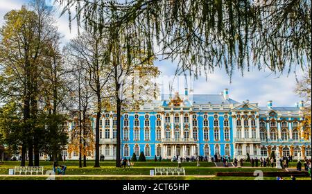 Il Palazzo di Caterina, Tsarskoye Selo (Pushkin), San Pietroburgo, Russia Foto Stock