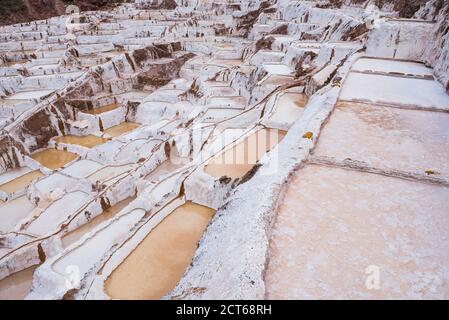 Saline (Salinas de Maras), Maras, vicino a Cusco (Cuzco, Perù, Sud America Foto Stock