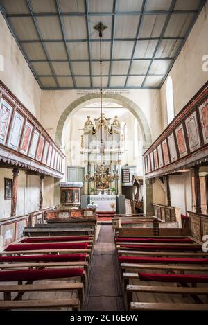 All'interno di Viscri Chiesa fortificata di Viscri, uno dei 'villaggi con chiese fortificate in Transilvania', patrimonio dell'umanità dell'UNESCO, la Romania Foto Stock