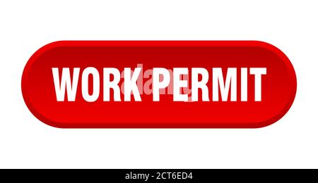 pulsante permesso di lavoro. segno arrotondato isolato su sfondo bianco Illustrazione Vettoriale