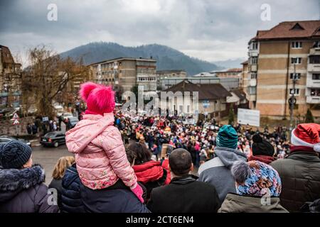 Festa di ballo dell'orso di Capodanno, Comanesti, Moldavia, Romania Foto Stock