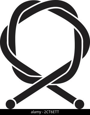 Icona del cavo per bicicletta con profilo spesso. Illustrazione vettoriale in bianco e nero. Illustrazione Vettoriale