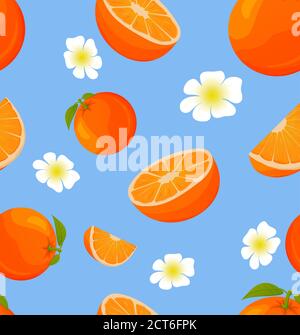 Motivo senza cuciture con arance e slices.Tropical agrumi. Illustrazione Vettoriale