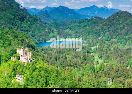 Schloss Hohenschwangau, Romantische Strasse, Ostallgäu, Bayern, Deutschland, Europa Foto Stock