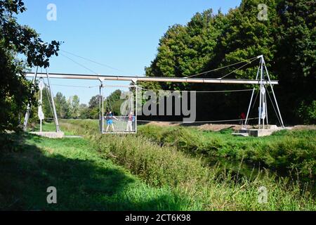 Ponte sospeso sul Niers Foto Stock