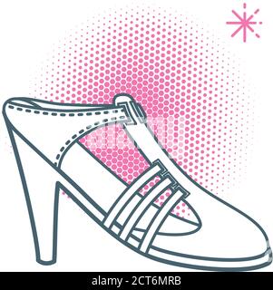 Icona lineare piatta di una scarpa di moda disegnata con linee sottili semplici. Illustrazione Vettoriale