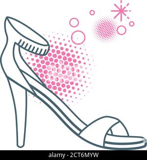 Icona lineare piatta di una scarpa di moda disegnata con linee sottili semplici. Illustrazione Vettoriale
