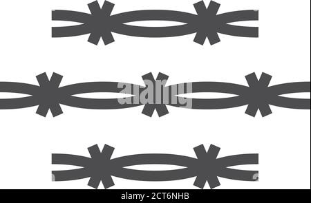 Icona del filo spinato in uno stile di contorno spesso. Illustrazione vettoriale in bianco e nero. Illustrazione Vettoriale