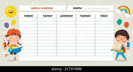 Pianificatore giornaliero e settimanale per bambini Illustrazione Vettoriale