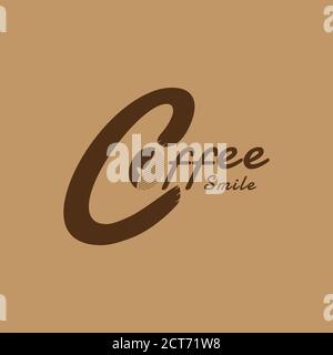 Questo è un logo design che è formato da 2 diversi oggetti, vale a dire il sorriso e l'icona del caffè combinato con la parola caffè. Questo logo può essere utilizzato io Illustrazione Vettoriale