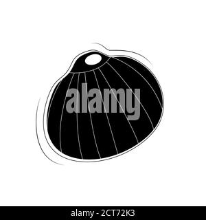 Immagine vettoriale dell'icona della conchiglia nera isolata su sfondo bianco Illustrazione Vettoriale