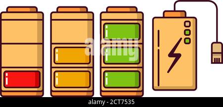 Icona della batteria dello smartphone completamente carica. Vettore piatto. Illustrazione Vettoriale
