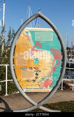 Mappa del consiglio di amministrazione Eastern Inshore Fisheries Conservation Authority, Ipswich, Inghilterra, Suffolk, UK Foto Stock