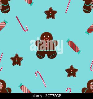 Motivo vettoriale senza giunture natalizie in design piatto Illustrazione Vettoriale