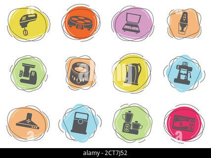 Utensili da cucina icona impostare Illustrazione Vettoriale