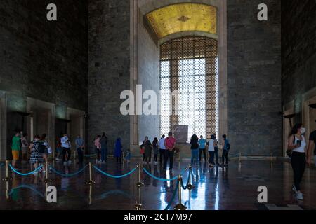 Ankara/Turchia-Agosto 22 2020: I dettagli interni del Mausoleo di Ataturk (Anitkabir) - Ankara, Foto Stock