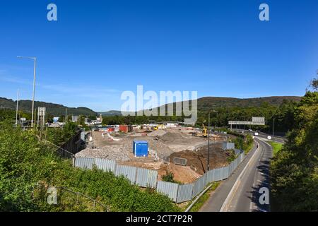 Taffs Well, vicino Cardiff, Galles - Settembre 2020: Cantiere a Taffs, vicino Cardiff. È il sito per un nuovo deposito ferroviario. Foto Stock