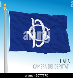 Bandiera con il simbolo della Camera dei deputati della Repubblica, Roma, Italia, illustrazione vettoriale Illustrazione Vettoriale