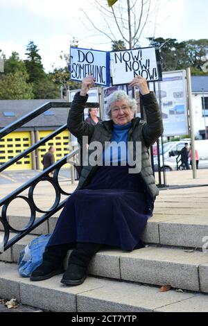 Studenti e insegnanti che protestano per la giustizia climatica come parte del movimento globale ''venerdì per il futuro'' a Bantry, Wolfe Tone Square, 20 settembre 2019 Foto Stock