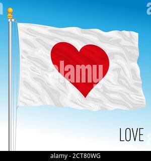 Bandiera d'amore simbolica, immagine fantasy con simbolo del cuore, illustrazione vettoriale Illustrazione Vettoriale