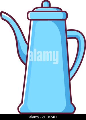 Antica una pentola retrò per la preparazione di bevande calde. Utensili da cucina. Illustrazione Vettoriale