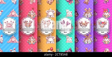 Cute Animal - Imposta il motivo senza giunture Illustrazione Vettoriale